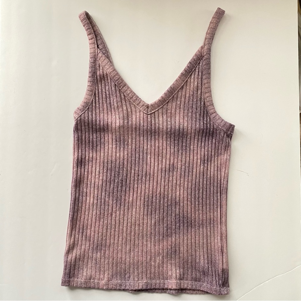 American Eagle Soft & Sexy Ribbed Tank Stretchy Cropped Purple Tye Dye Small
